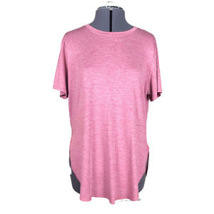 Skechers short sleeve rounded hem pink space dyed athletic tee (L)